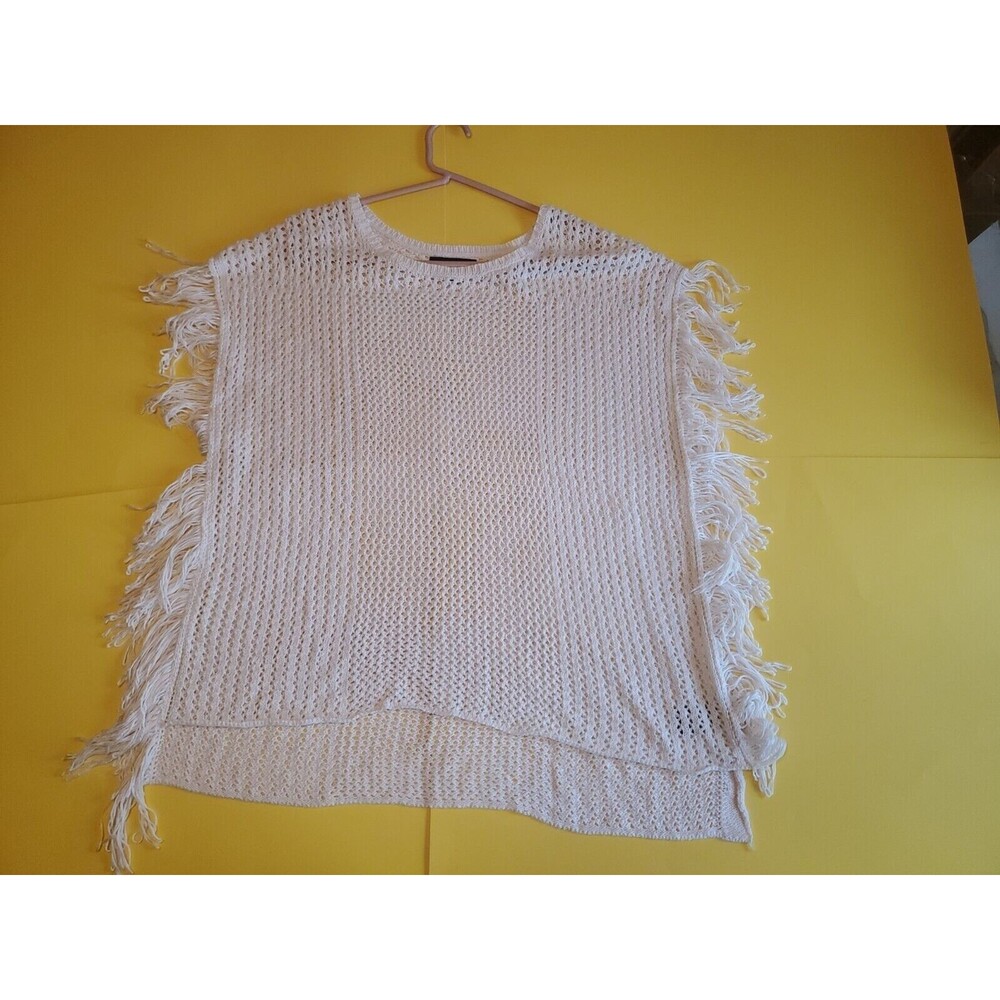 Knit Poncho Sweater W/ Fringe Women's X-Large Mossimo Bohemian Ivory